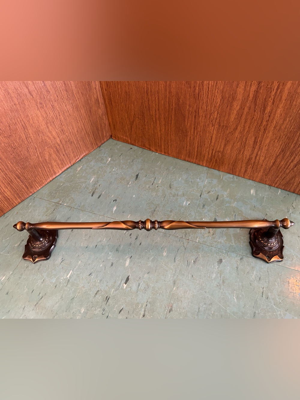 Vintage bathroom towel bar antique bronze Amerock carriage house